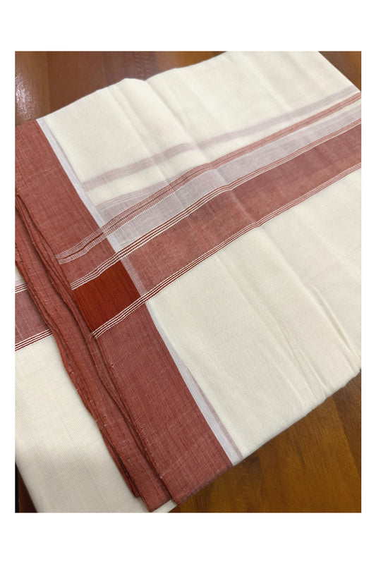 Southloom Premium Handloom Mundu with Brick Red Kara (Onam Mundu 2023)