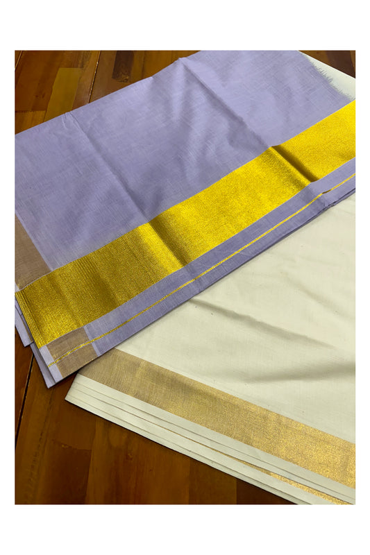 Southloom Tie and Dye Multi Colour Violet Kasavu Saree (Onam 2024 Collection)