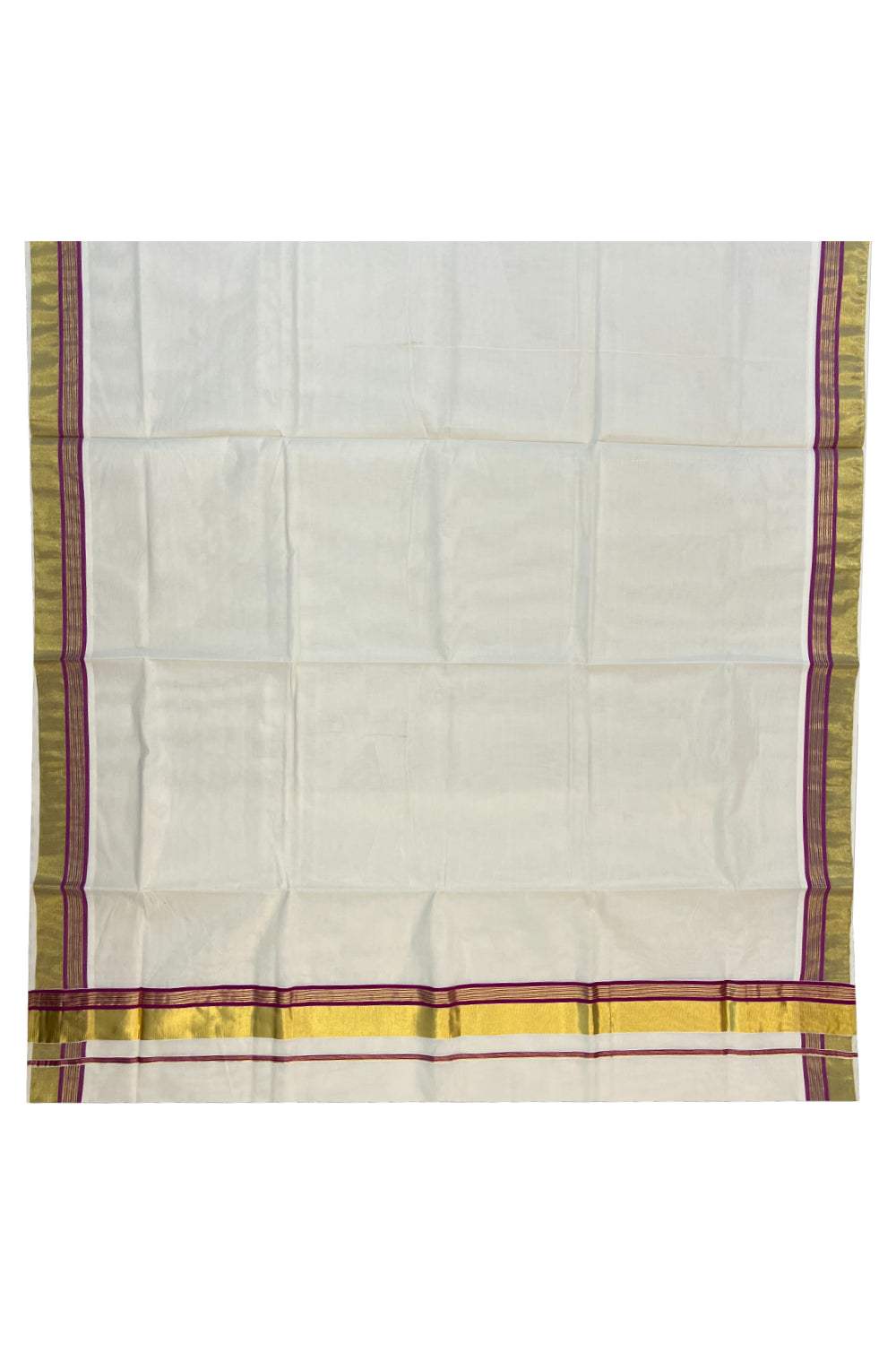 Pure Cotton Kerala Saree with Kasavu and Magenta Border