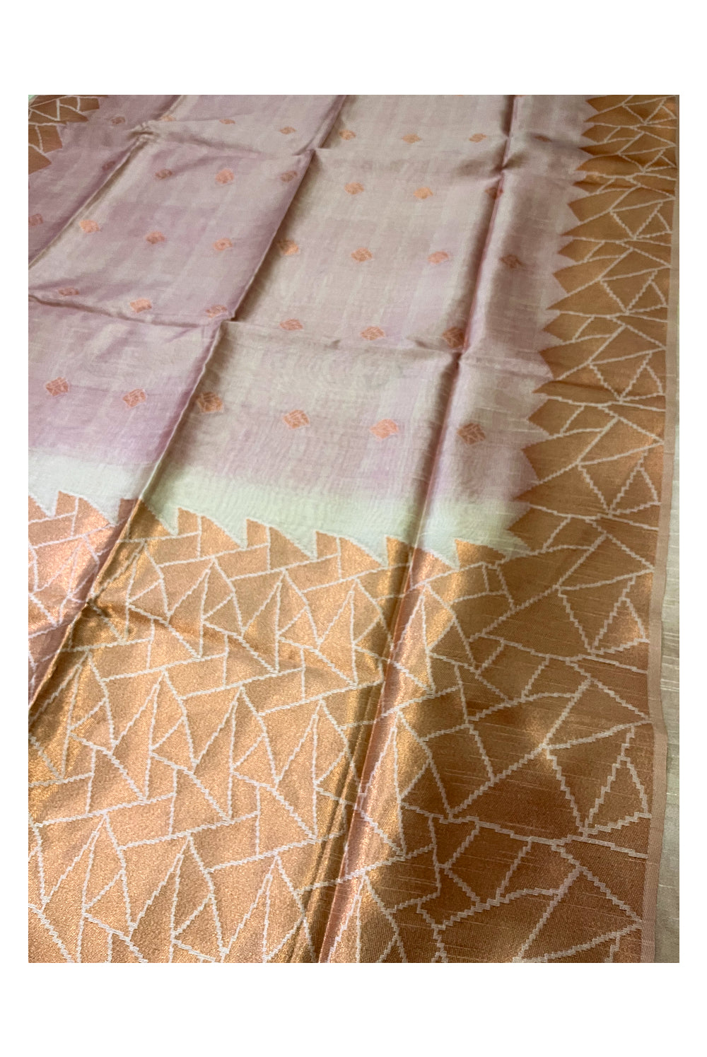 Southloom Semi Tussar Pink Copper Woven Designer Saree