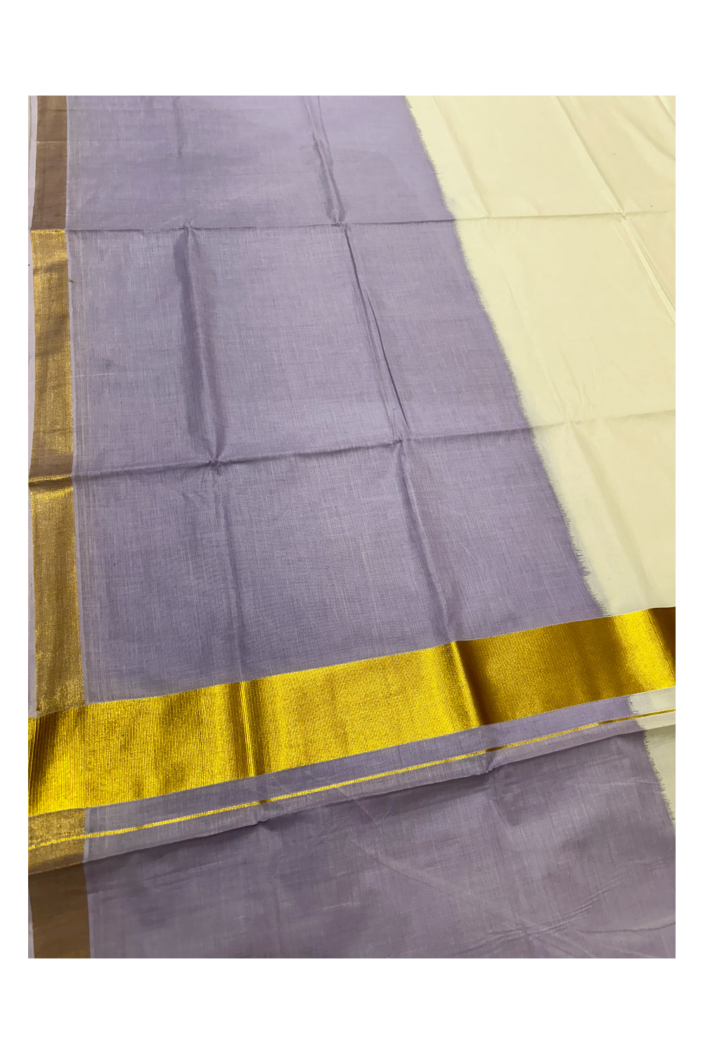 Southloom Tie and Dye Multi Colour Violet Kasavu Saree (Onam 2024 Collection)