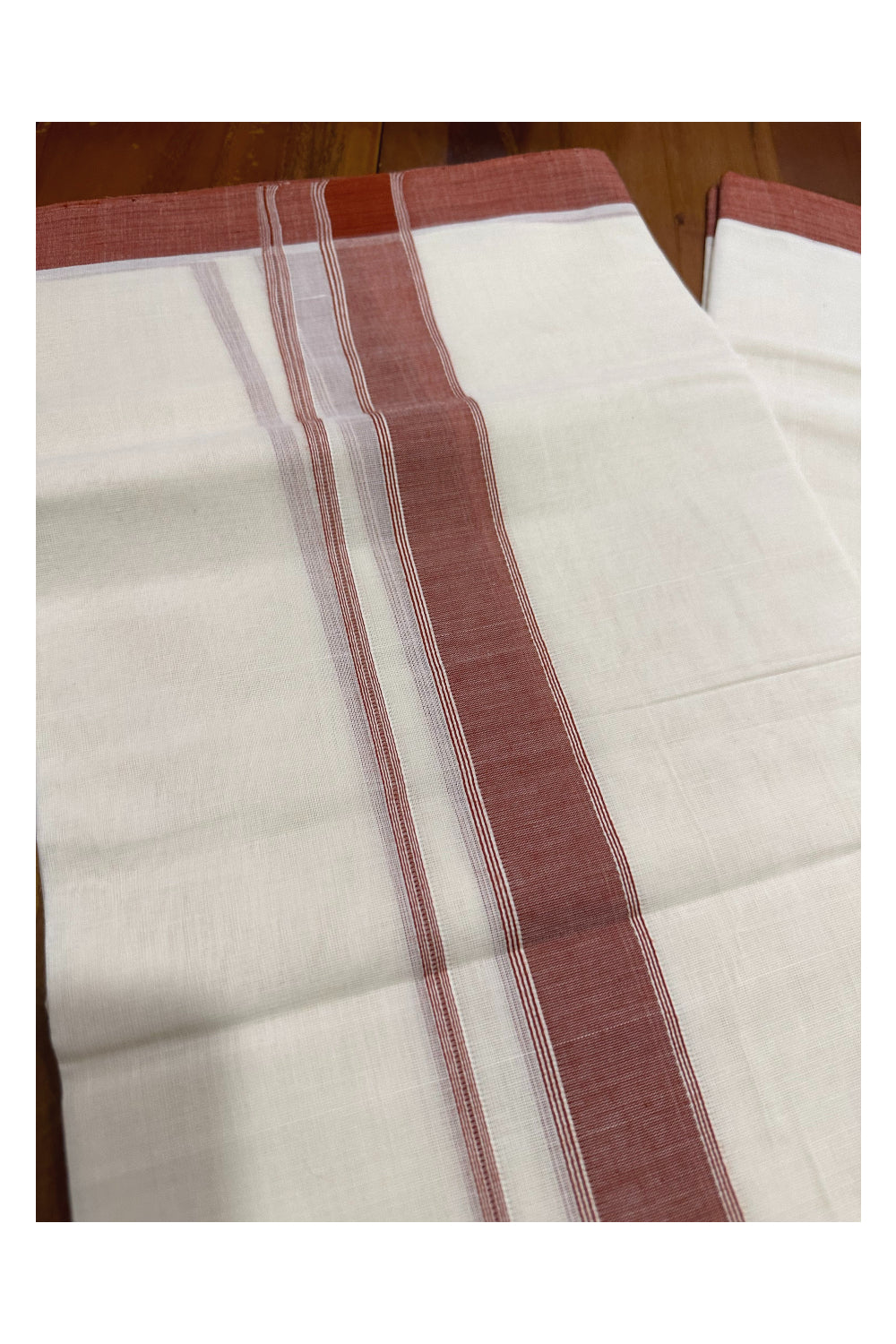 Southloom Premium Handloom Mundu with Brick Red Kara (Onam Mundu 2023)