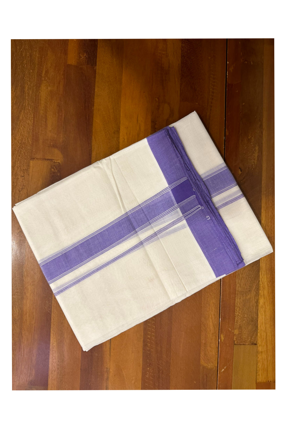 Southloom Premium Handloom Mundu with Violet Kara