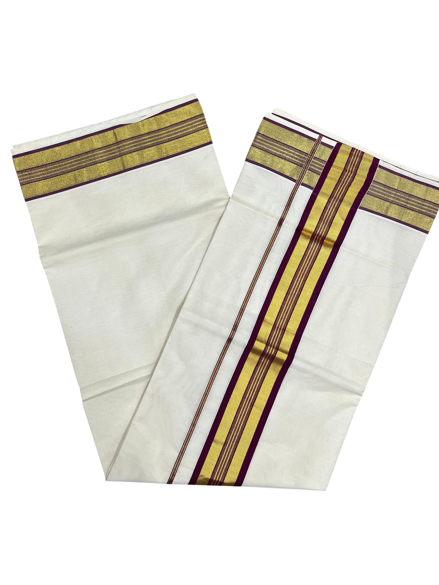 Southloom Kerala Cotton Kasavu Saree with Purple Border