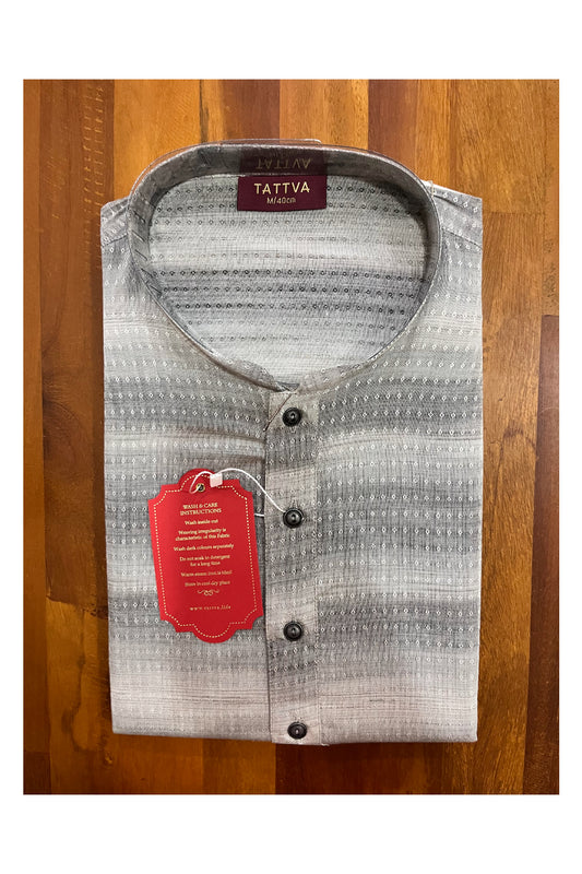 Southloom Grey Woven Designs Semi Silk Short Kurta for Men
