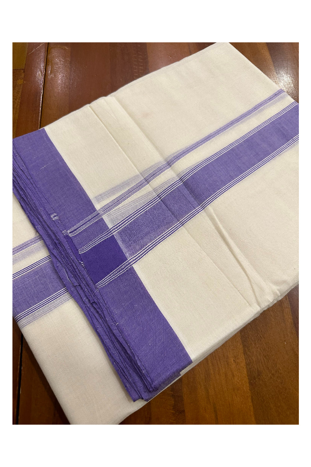 Southloom Premium Handloom Mundu with Violet Kara