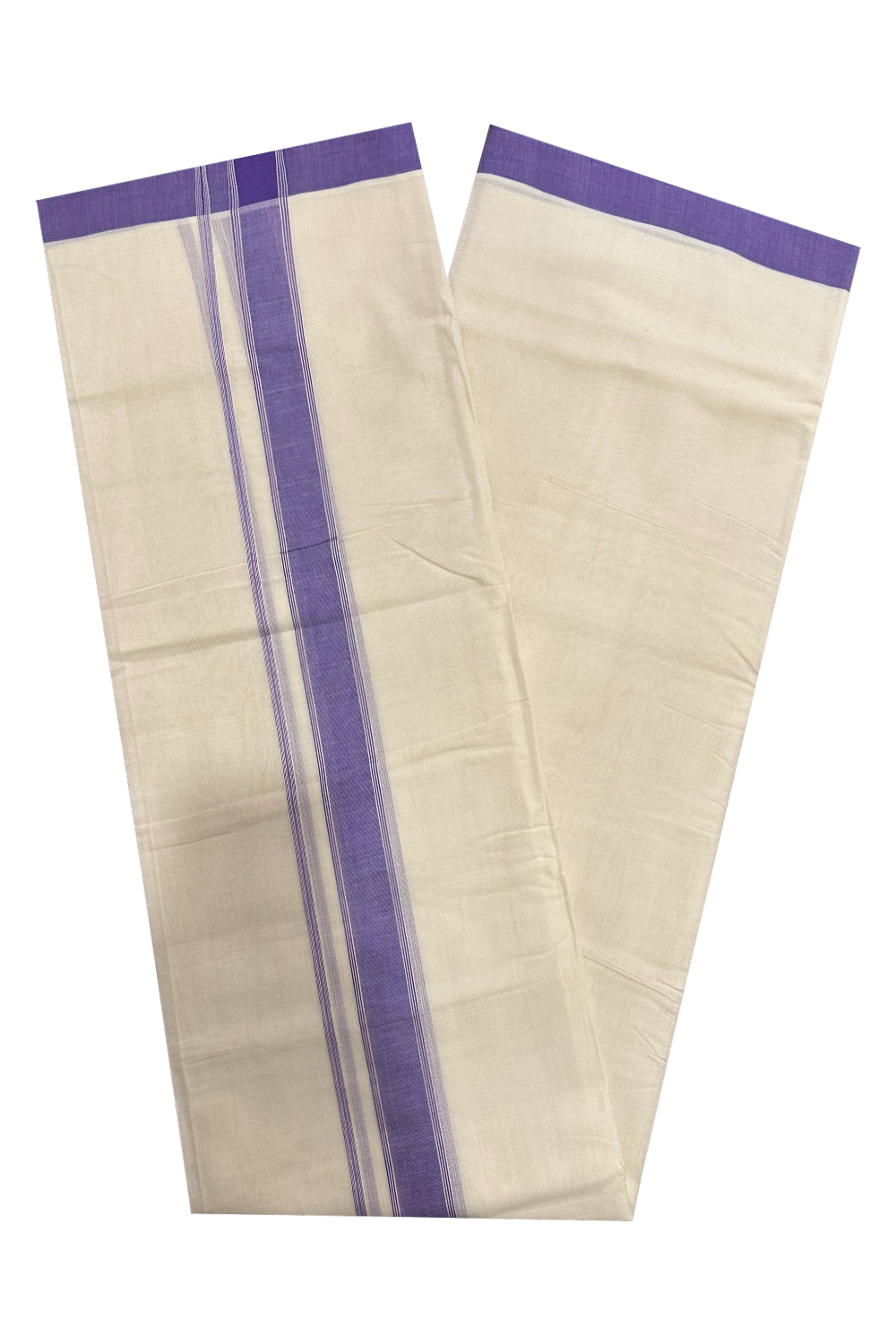 Southloom Premium Handloom Mundu with Violet Kara