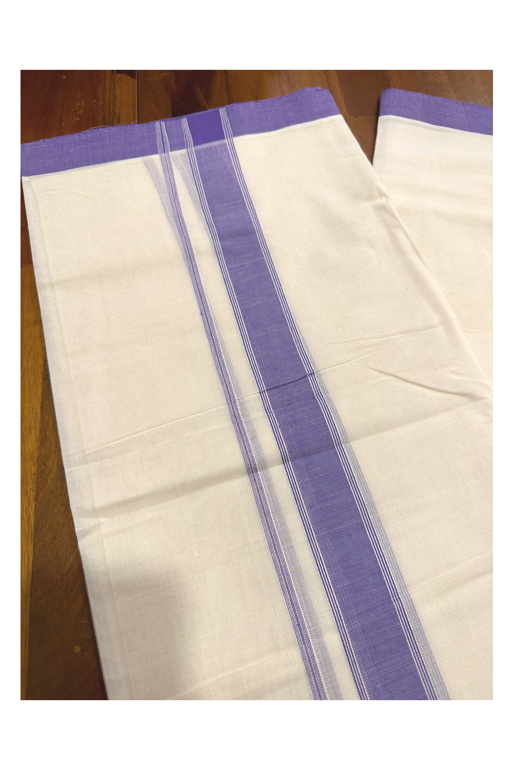 Southloom Premium Handloom Mundu with Violet Kara