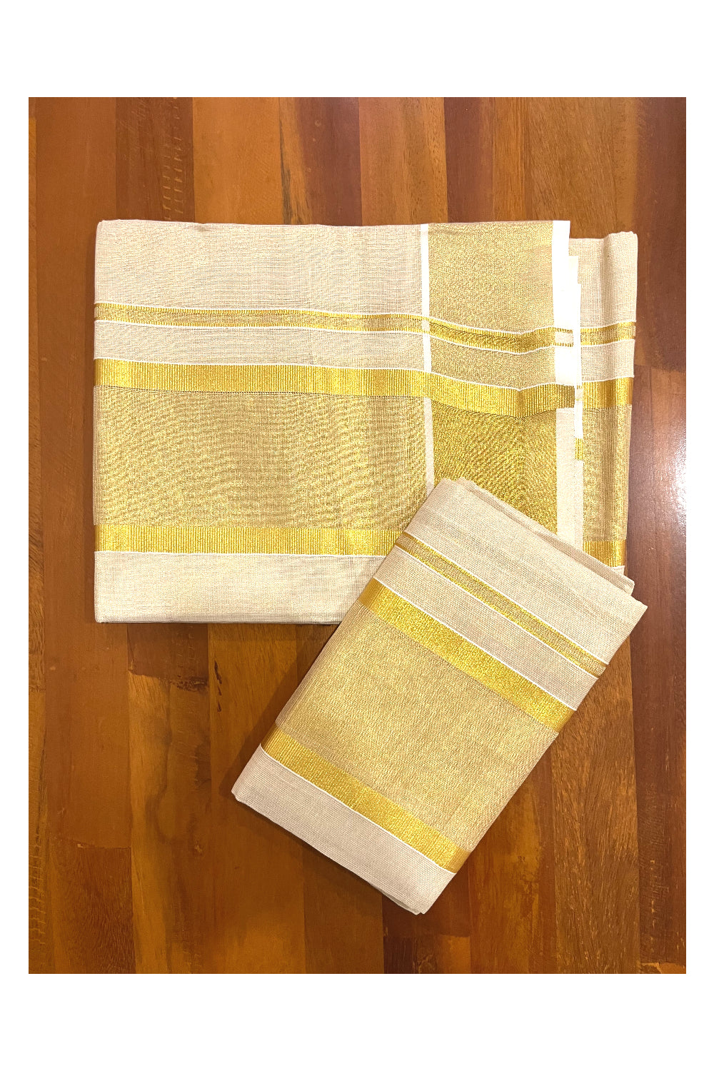 Kerala Tissue Set Mundu Single (Mundum Neriyathum) with Kasavu Border 2.80 Mtrs