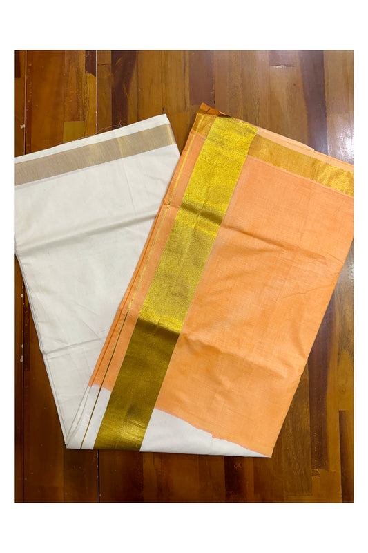 Southloom Tie and Dye Multi Colour Orange Kasavu Saree