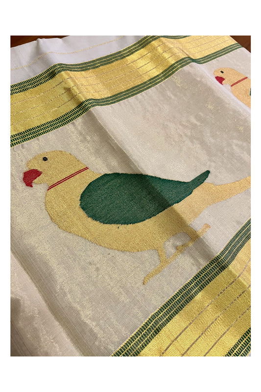 Southloom Original Balaramapuram Handloom Premium Saree with Handwoven Parrot Design