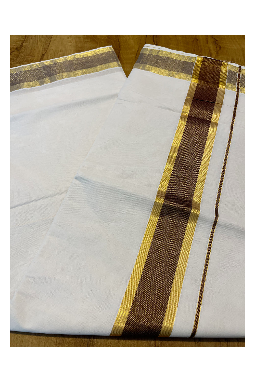 Pure Cotton Kerala Saree with Kasavu and Brown Border