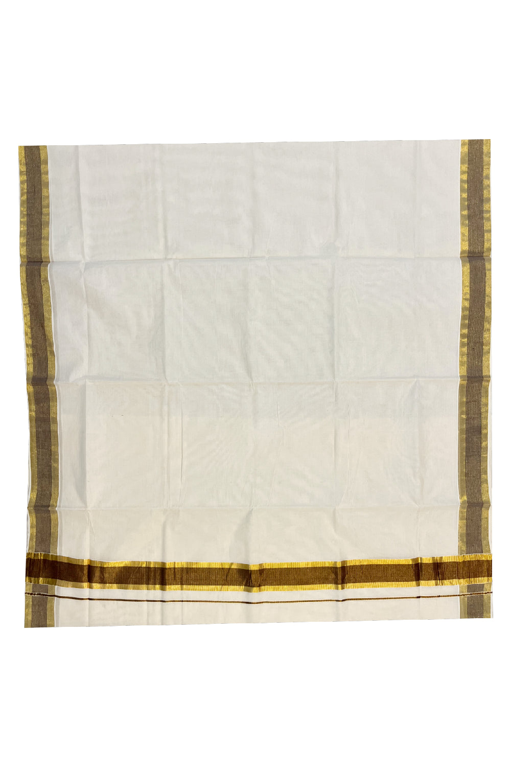 Pure Cotton Kerala Saree with Kasavu and Brown Border