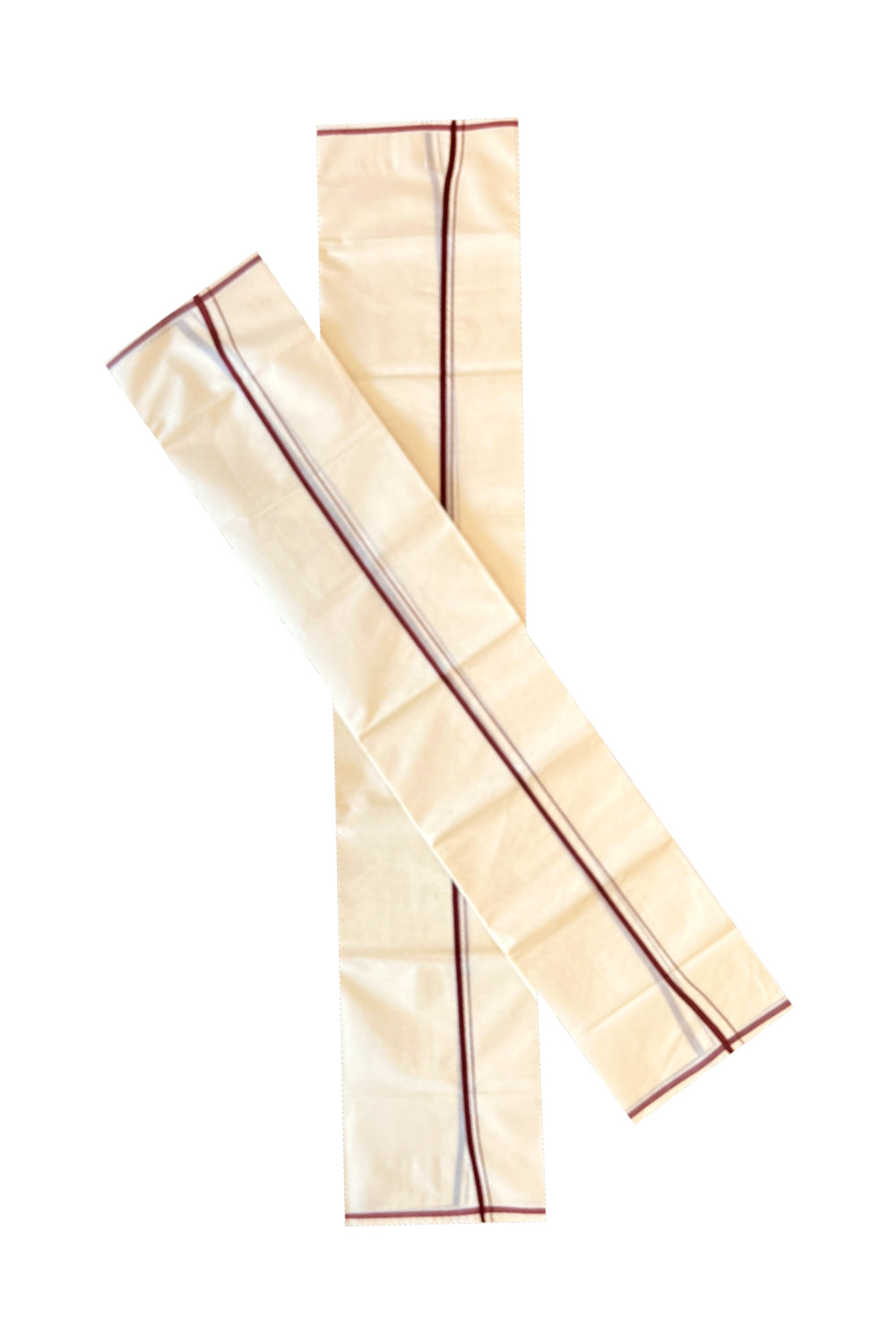 Kerala Cotton Set Mundu (Mundum Neriyathum) with 0.5 inch Maroon Border