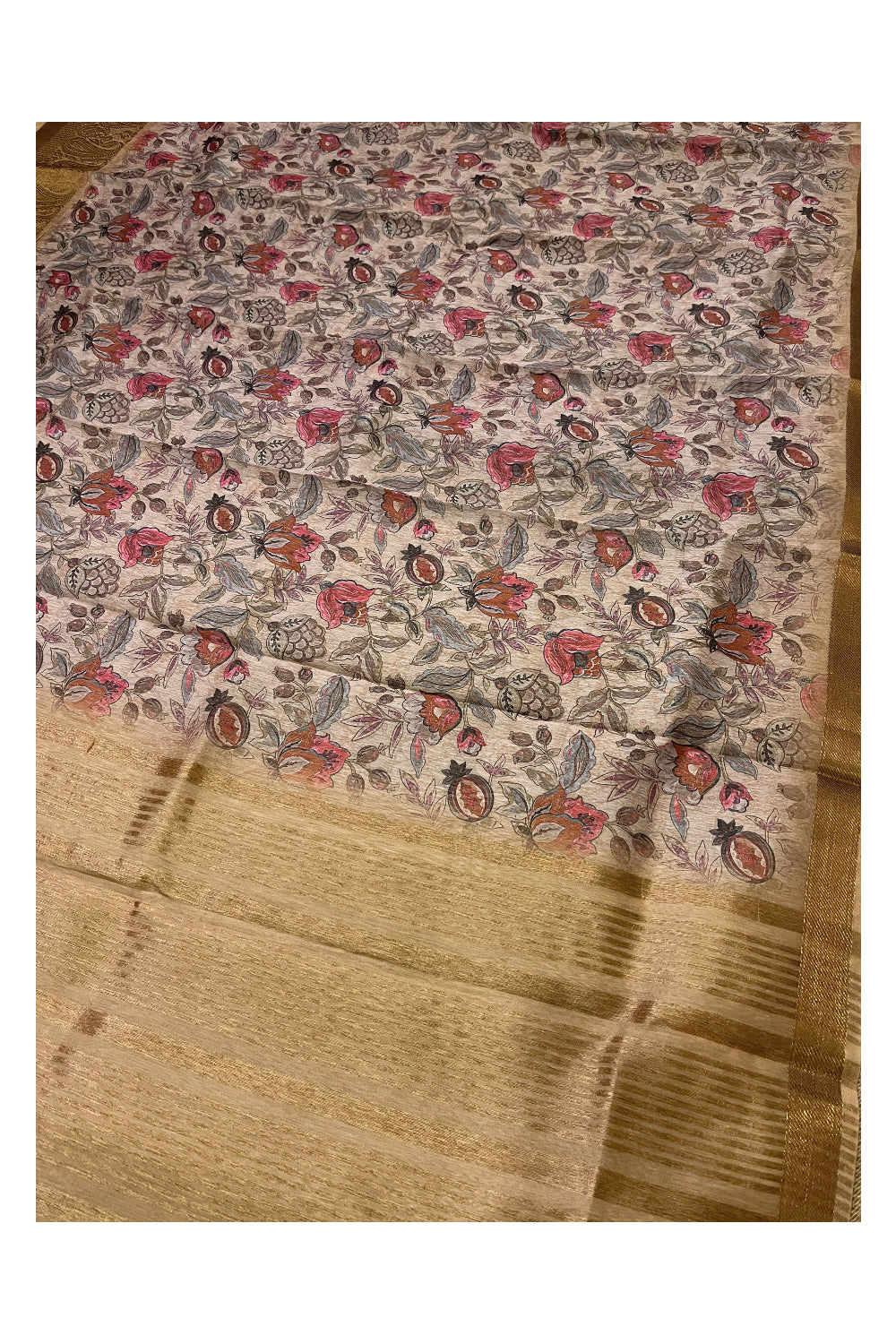 Southloom Art Silk Designer Printed Grey Saree