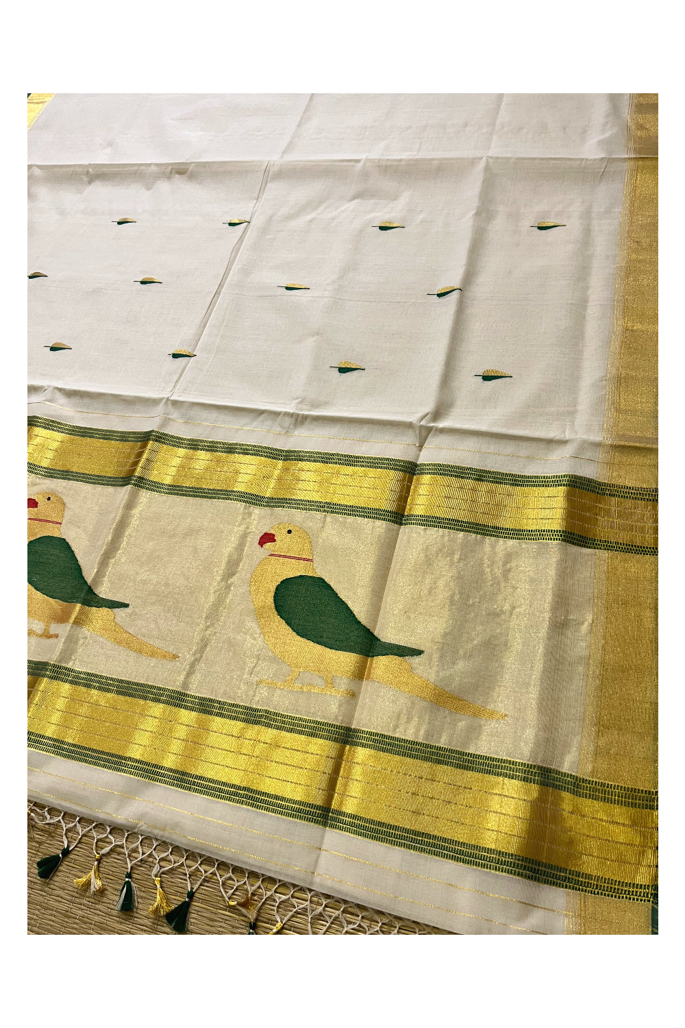 Southloom Original Balaramapuram Handloom Premium Saree with Handwoven Parrot Design