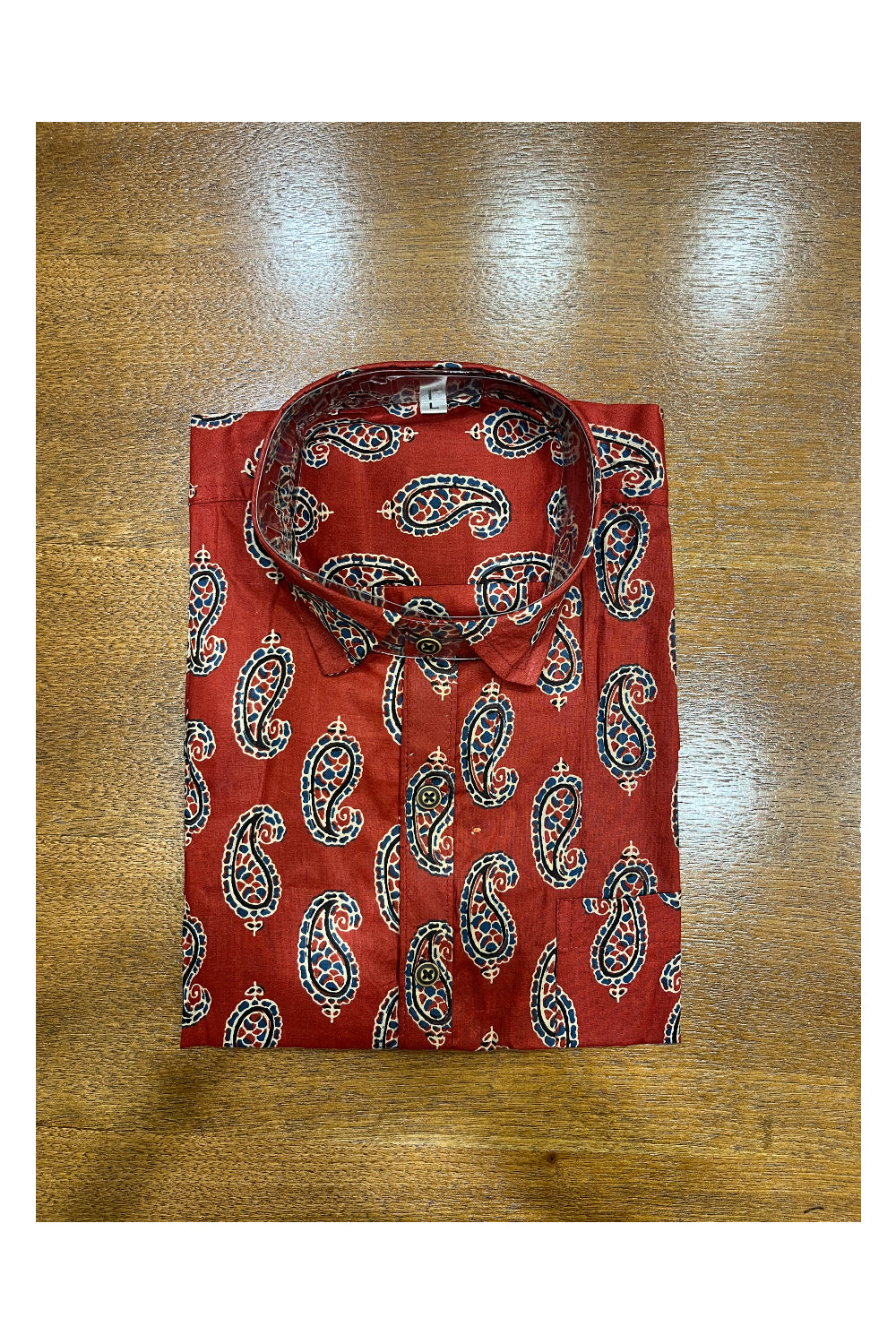 Southloom Jaipur Cotton Maroon Hand Block Printed Shirt (Full Sleeves)