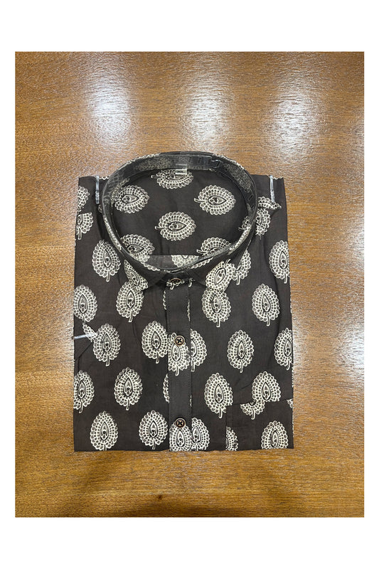 Southloom Jaipur Cotton Black Hand Block Printed Shirt (Half Sleeves)