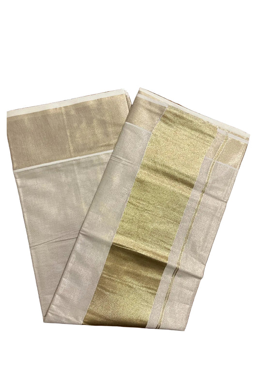 Southloom Kerala Tissue Kasavu Plain Saree With 6 Inch Pallu