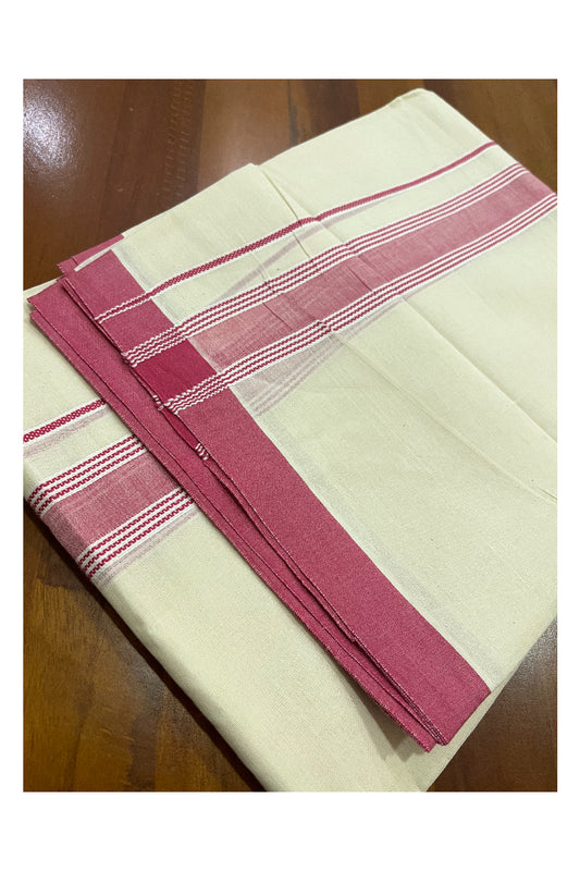 Pure Cotton Kerala Double Mundu with Red Kara (South Indian Kerala Dhoti)