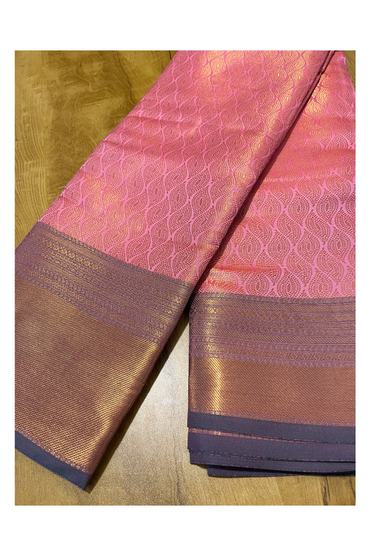 Southloom Premium Semi Silk Zari Work Brocade Saree in Bridal Pink with Matching Pallu (Kanchipuram Pattu Saree)