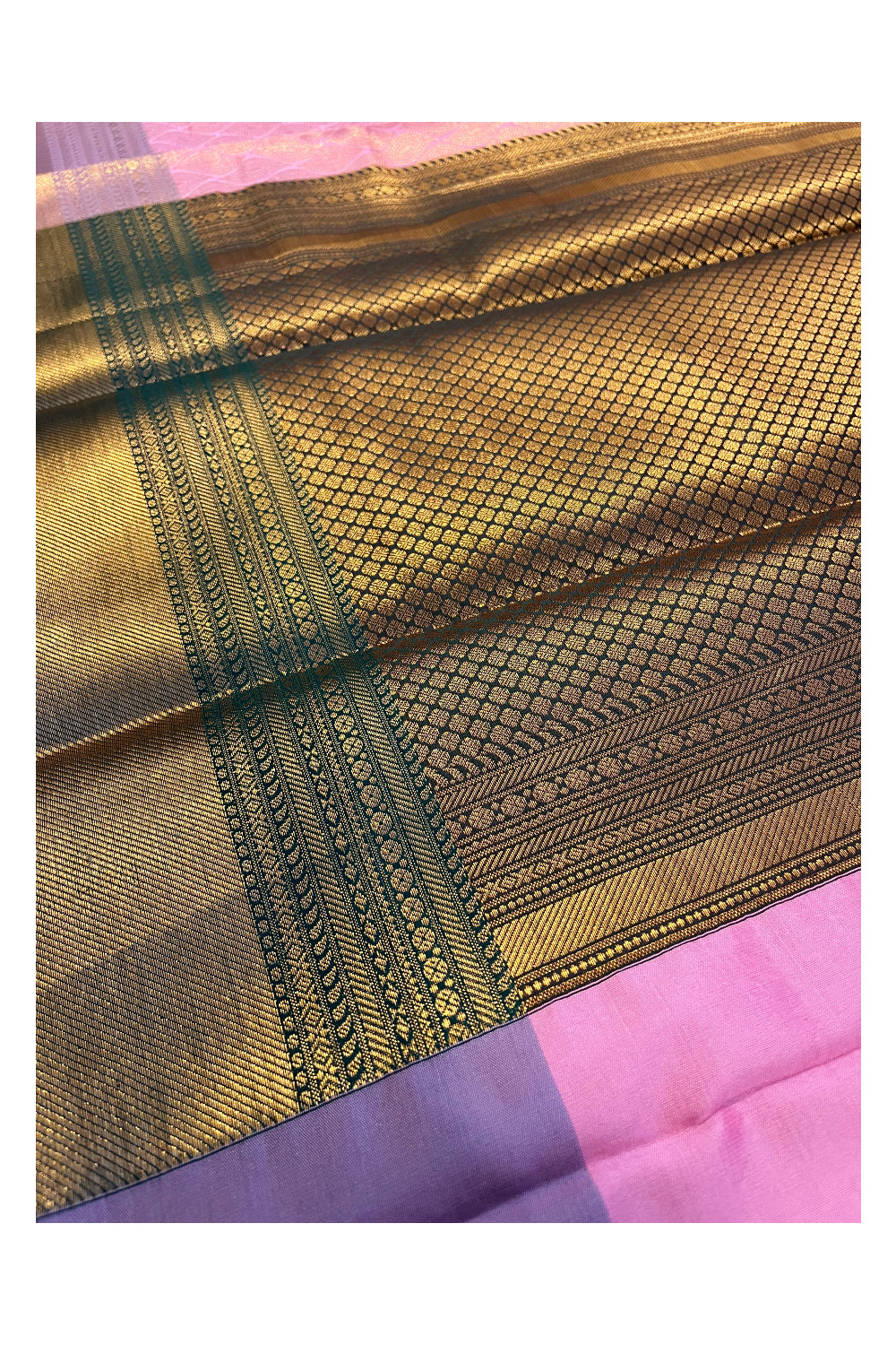 Southloom Premium Semi Silk Zari Work Brocade Saree in Bridal Pink with Matching Pallu (Kanchipuram Pattu Saree)