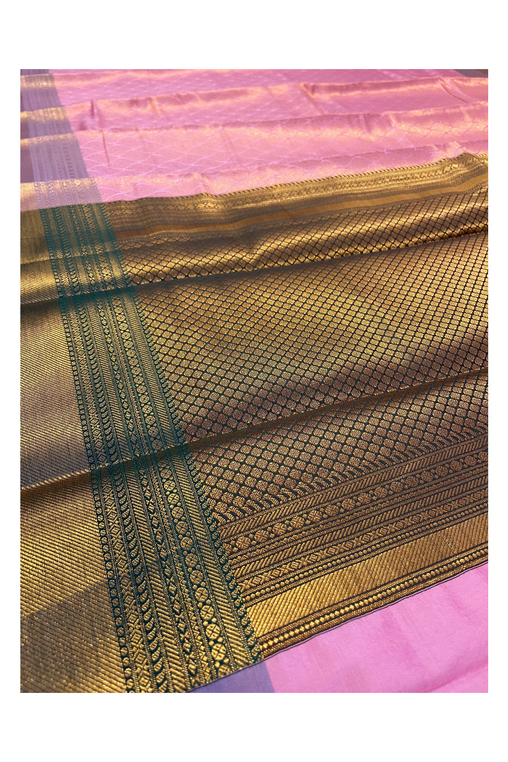 Southloom Premium Semi Silk Zari Work Brocade Saree in Bridal Pink with Matching Pallu (Kanchipuram Pattu Saree)