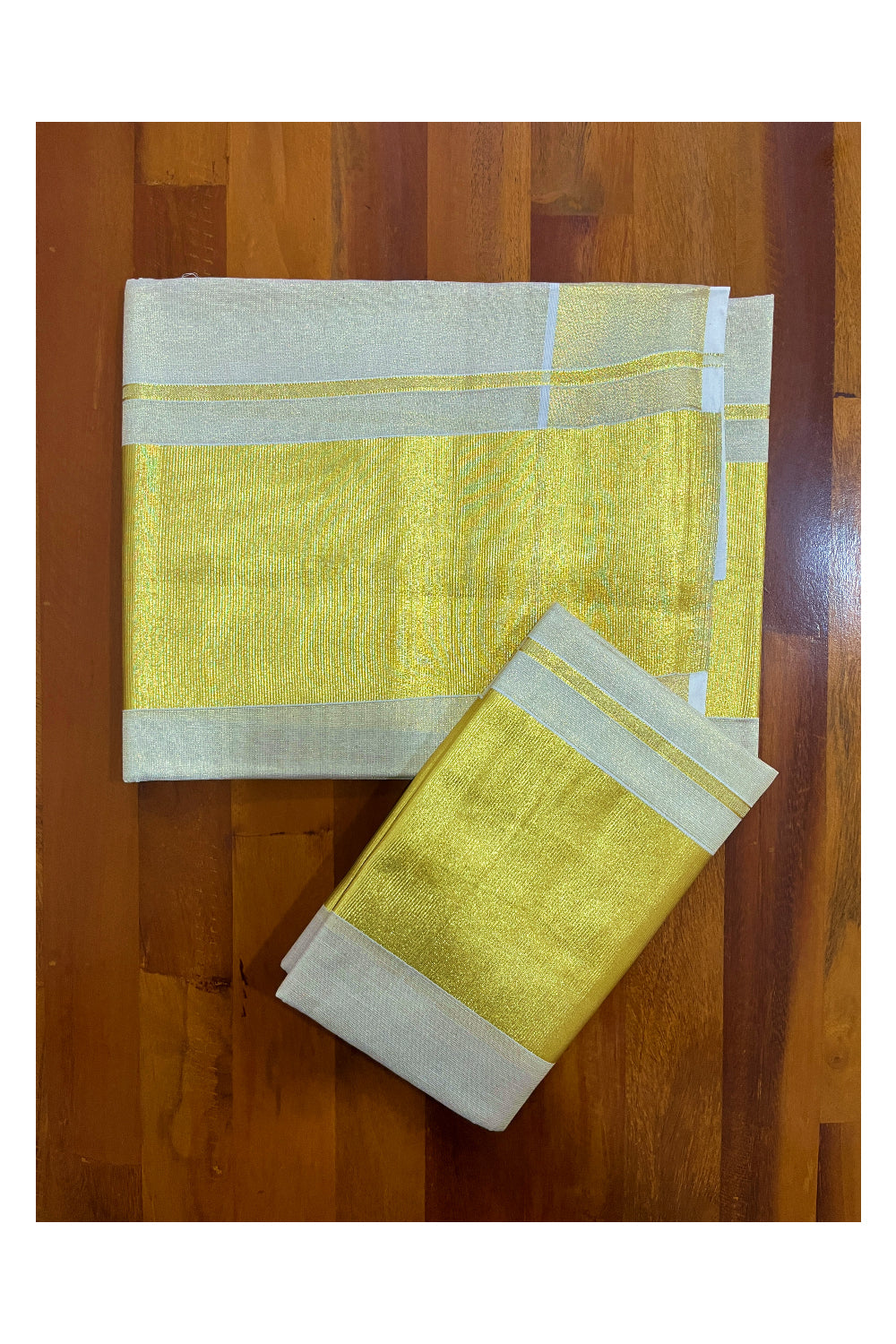 Single Plain Tissue Set Mundu (Mundum Neriyathum) with 5 inch Border