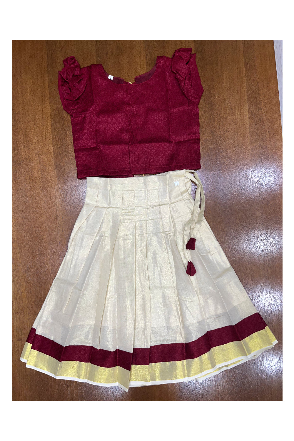 Southloom Kerala Red Pattupavada and Blouse (Age - 1 Year)