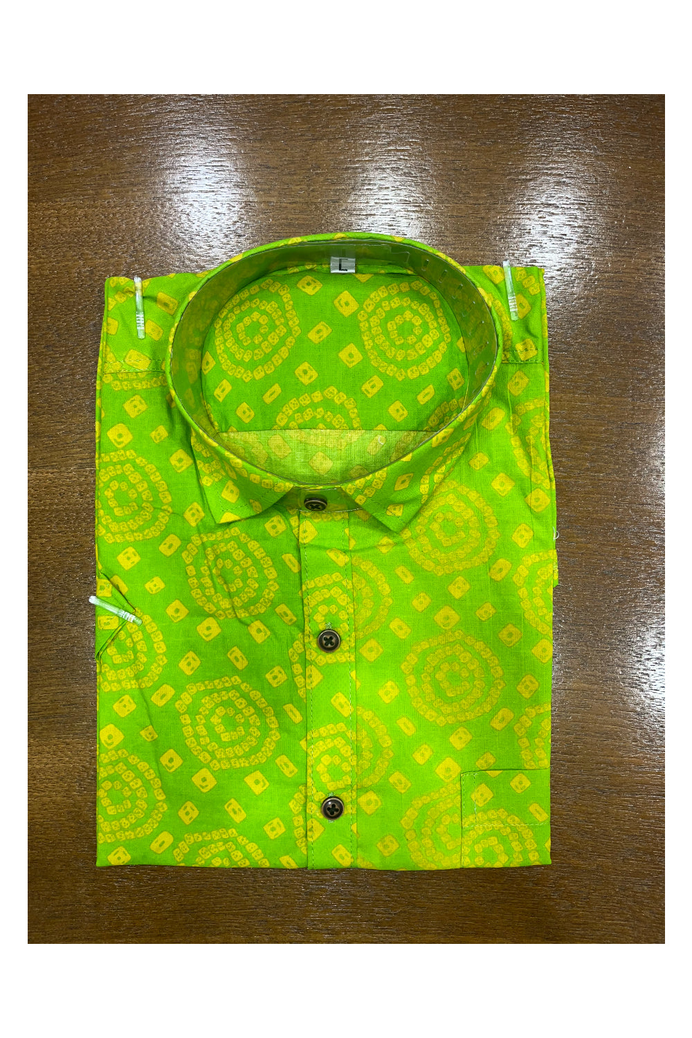 Southloom Jaipur Cotton Green Hand Block Printed Shirt (Half Sleeves)