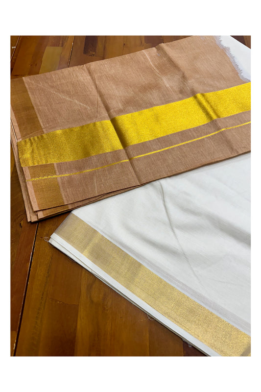 Southloom Tie and Dye Multi Colour Brown Kasavu Saree (Onam 2024 Collection)