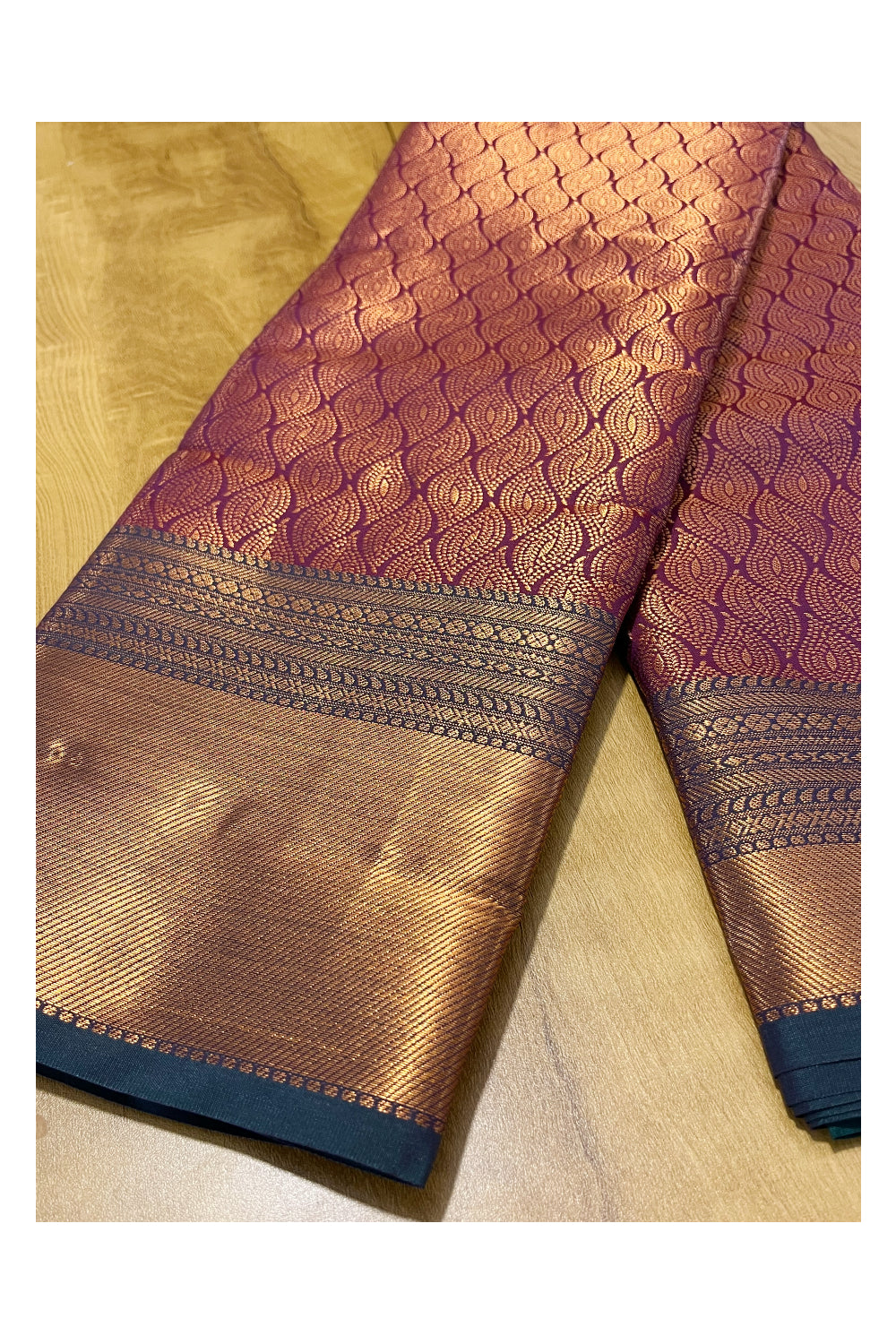 Southloom Premium Semi Silk Zari Work Brocade Saree in Bridal Violet with Matching Pallu (Kanchipuram Pattu Saree)