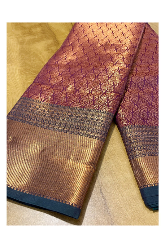 Southloom Premium Semi Silk Zari Work Brocade Saree in Bridal Violet with Matching Pallu (Kanchipuram Pattu Saree)