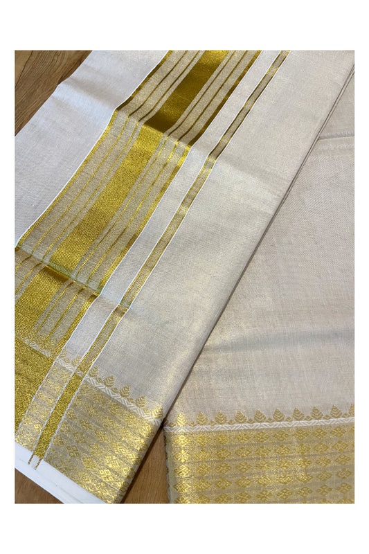 Kerala Tissue Kasavu Saree With Handwoven Works on Border