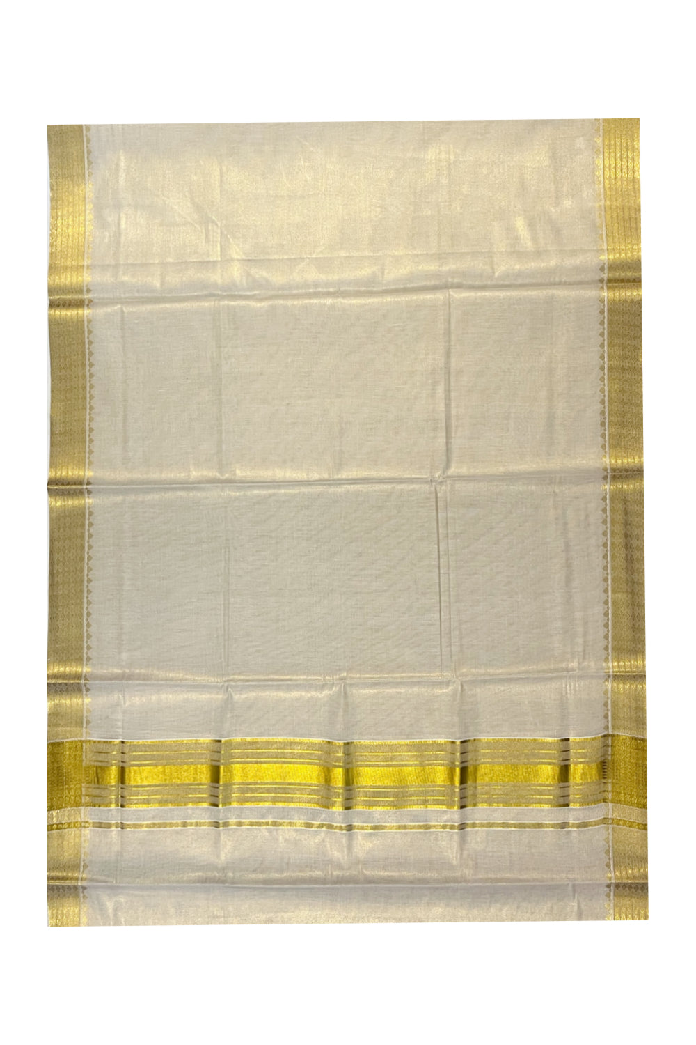 Kerala Tissue Kasavu Saree With Handwoven Works on Border