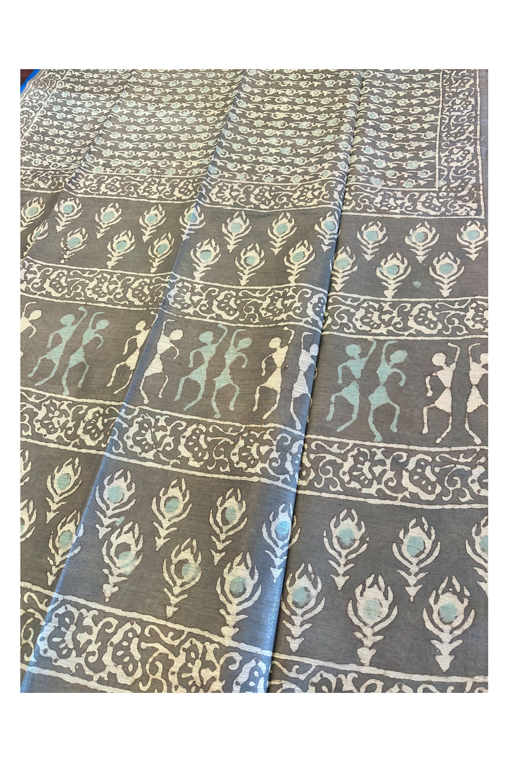 Southloom Cotton Grey Designer Printed Saree