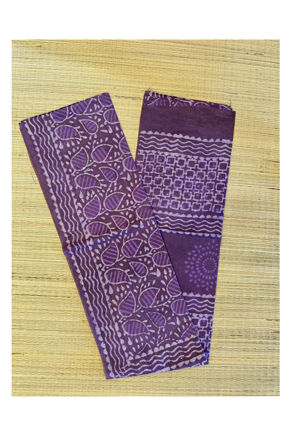 Southloom Cotton Violet Designer Printed Saree