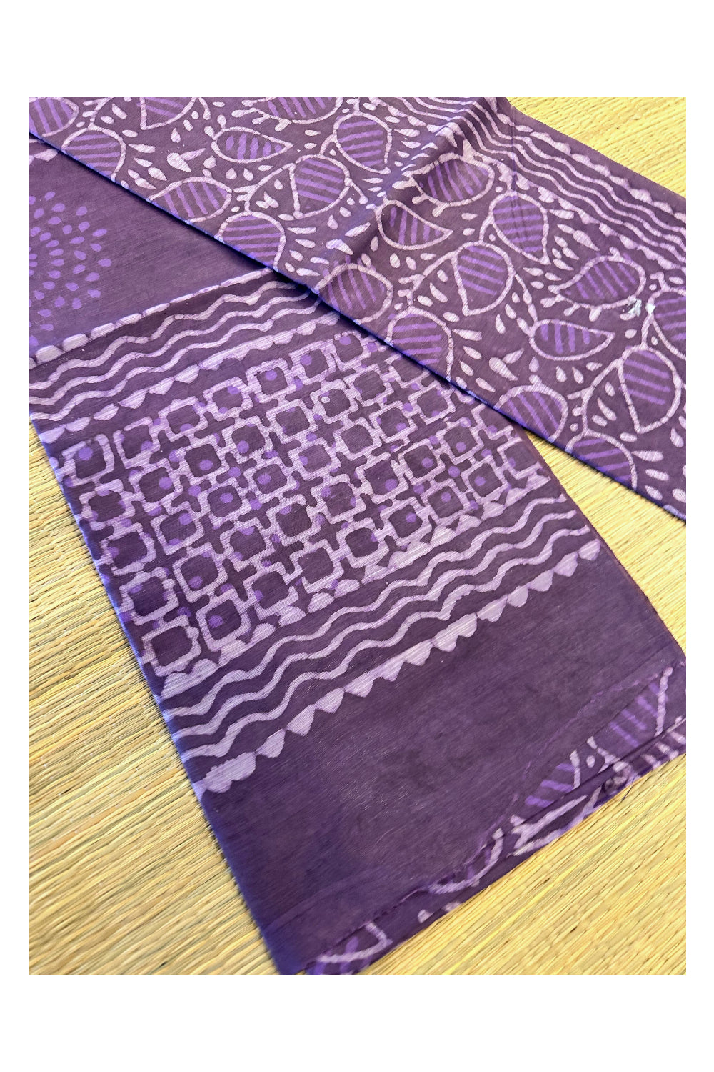 Southloom Cotton Violet Designer Printed Saree