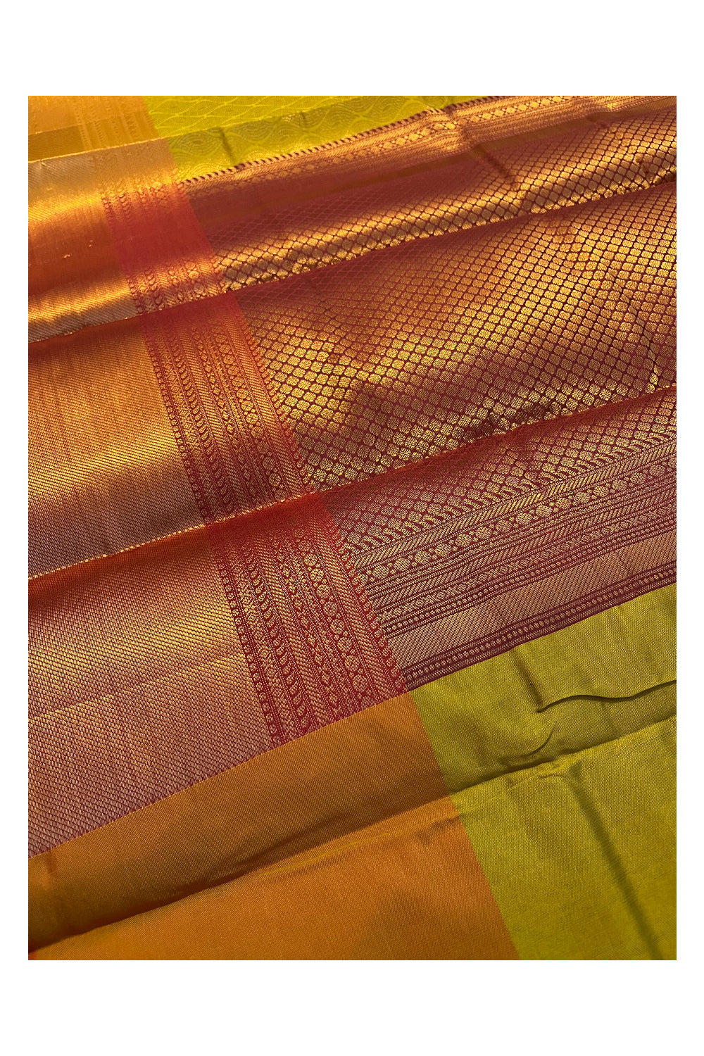 Southloom Premium Semi Silk Zari Work Brocade Saree in Bridal Yellow with Matching Pallu (Kanchipuram Pattu Saree)