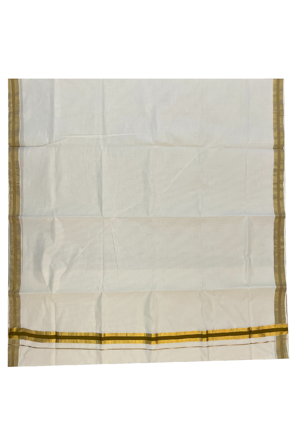 Pure Cotton Kerala Saree with Kasavu and Olive Green Border