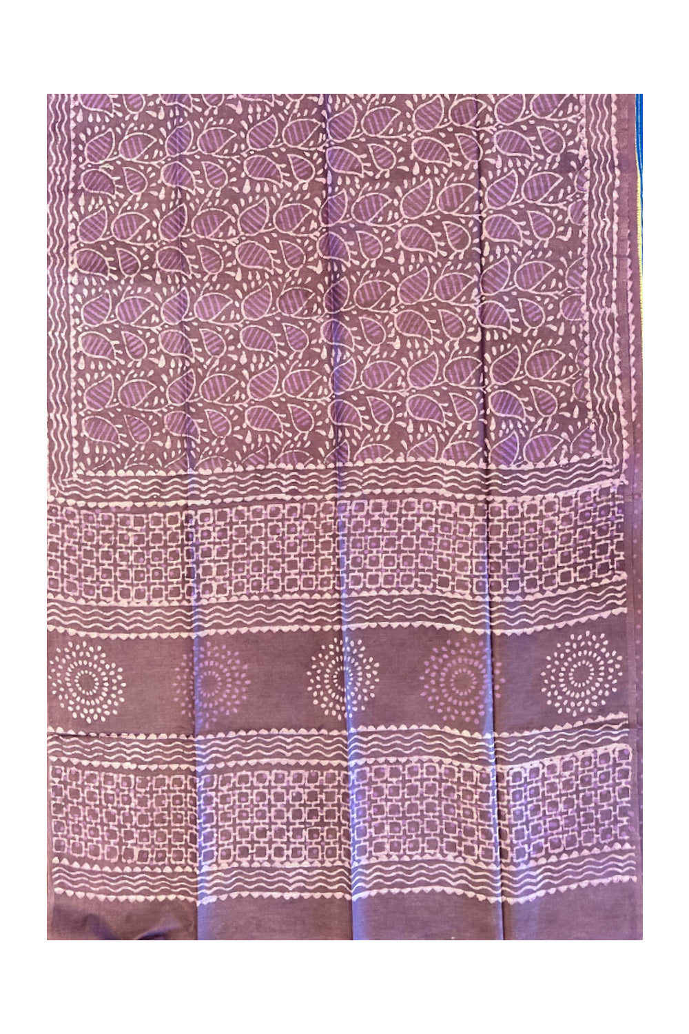 Southloom Cotton Violet Designer Printed Saree