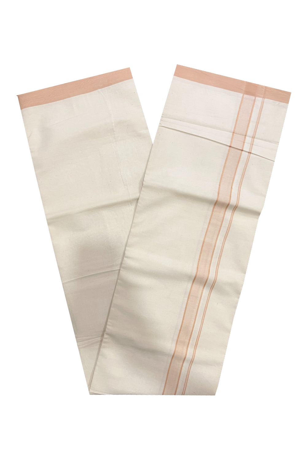 Pure Cotton Kerala Single Otta Mundu with Light Brown Kara (South Indian Kerala Dhoti)