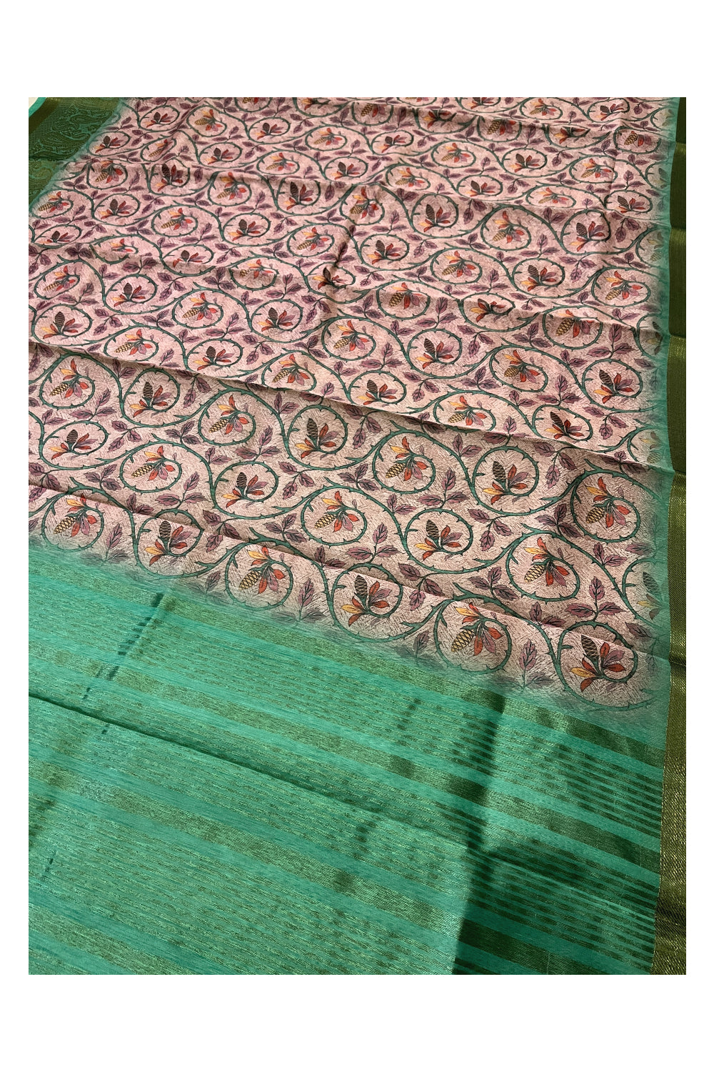 Southloom Art Silk Designer Printed Rose Saree