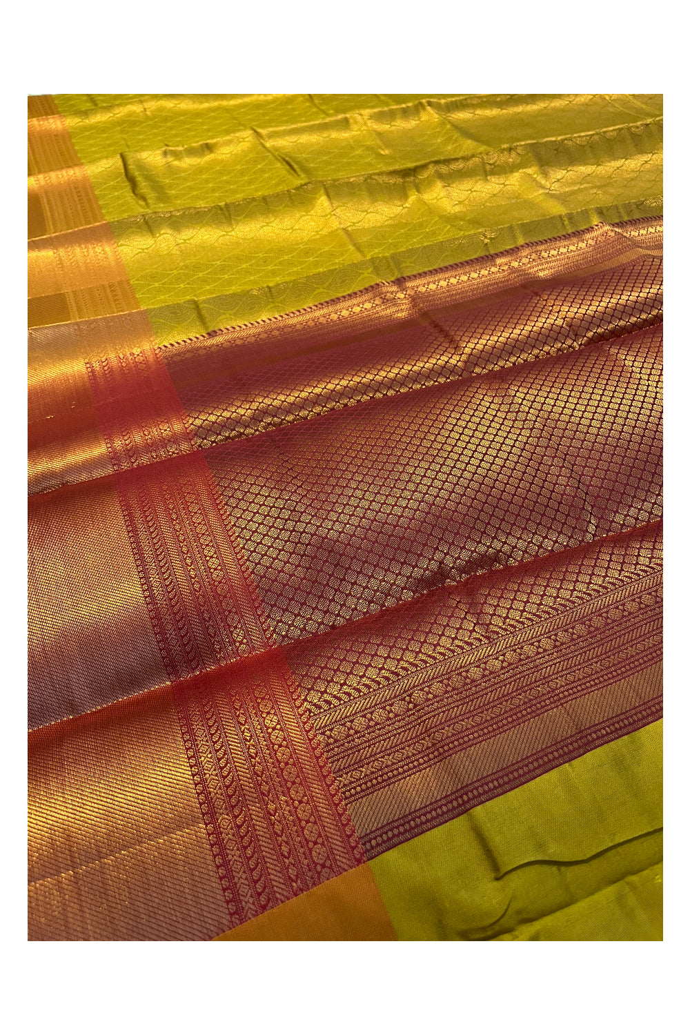 Southloom Premium Semi Silk Zari Work Brocade Saree in Bridal Yellow with Matching Pallu (Kanchipuram Pattu Saree)