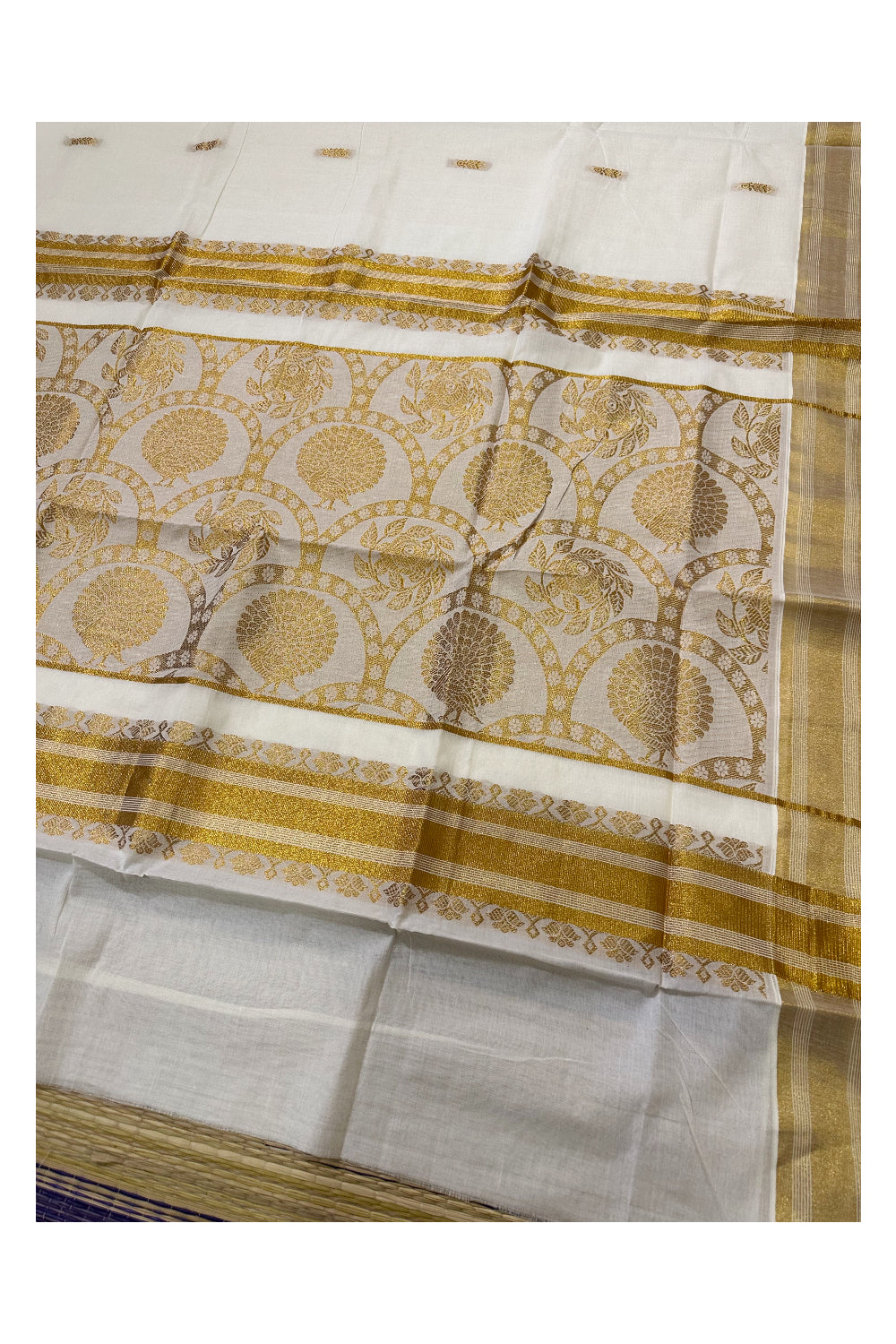 Kerala Cotton Kasavu Heavy Woven Work Saree (Onam Saree 2023)