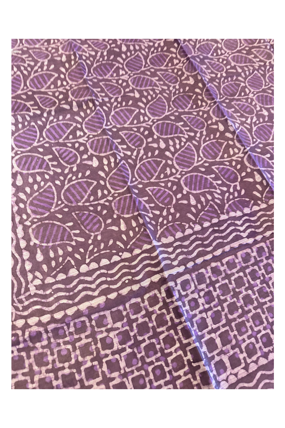 Southloom Cotton Violet Designer Printed Saree