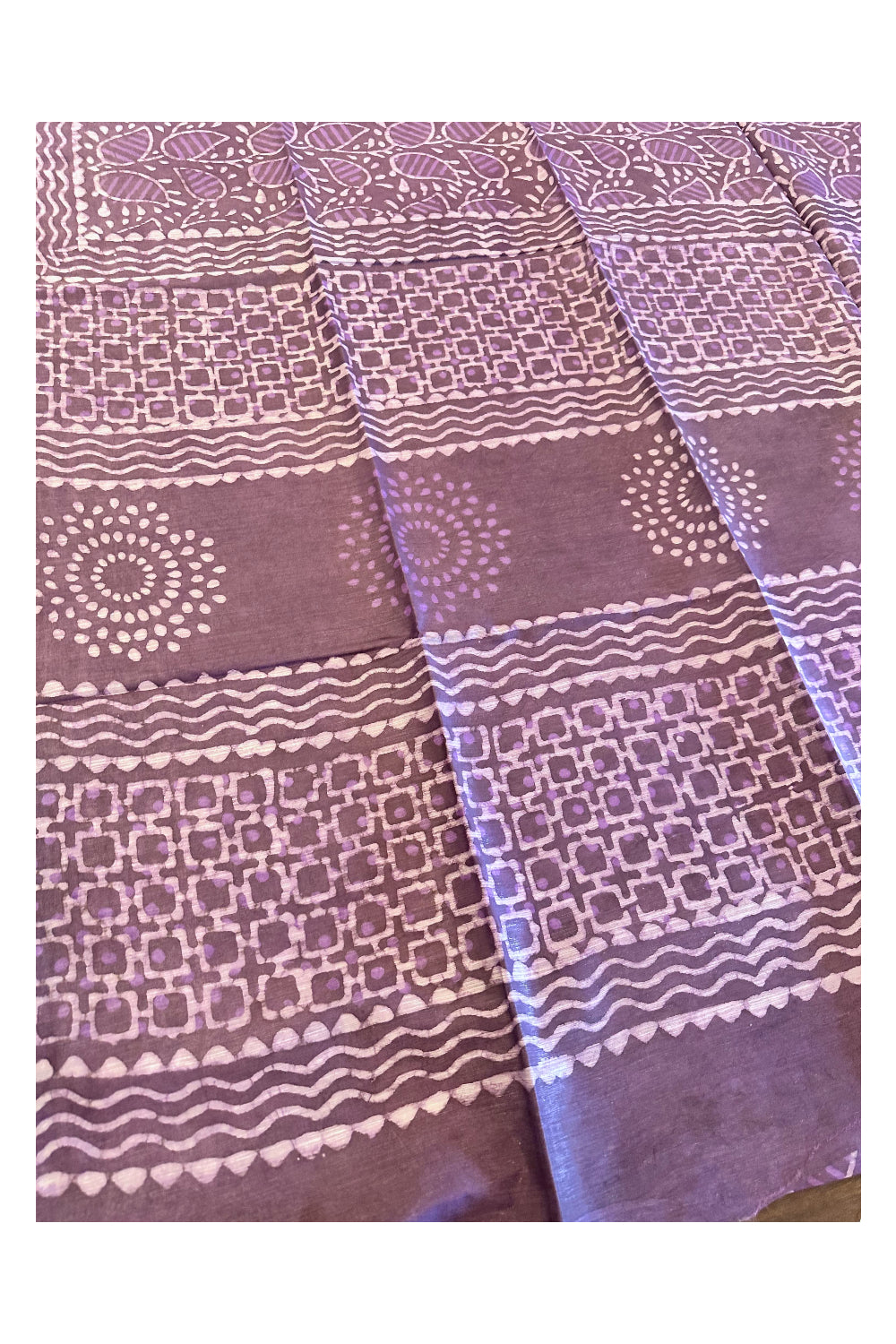 Southloom Cotton Violet Designer Printed Saree