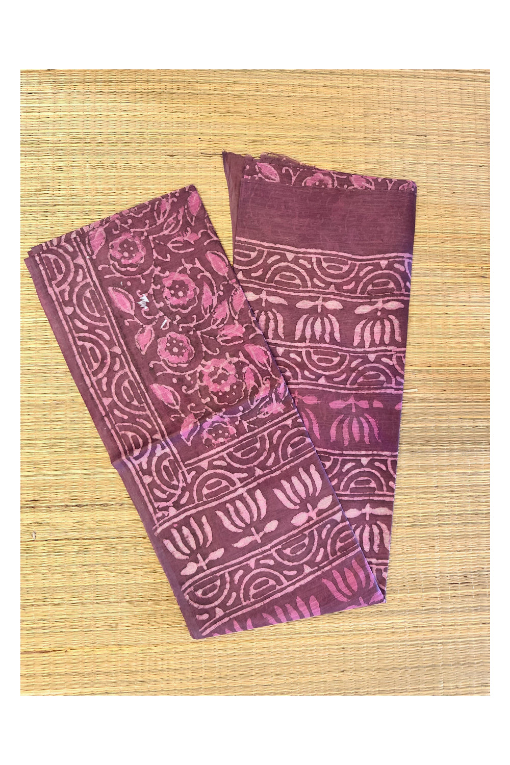 Southloom Cotton Magenta Designer Printed Saree