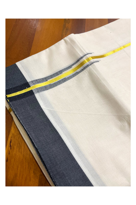 Kerala Pure Cotton Double Mundu with Kasavu Black Chutti Kara (South Indian Kerala Dhoti)