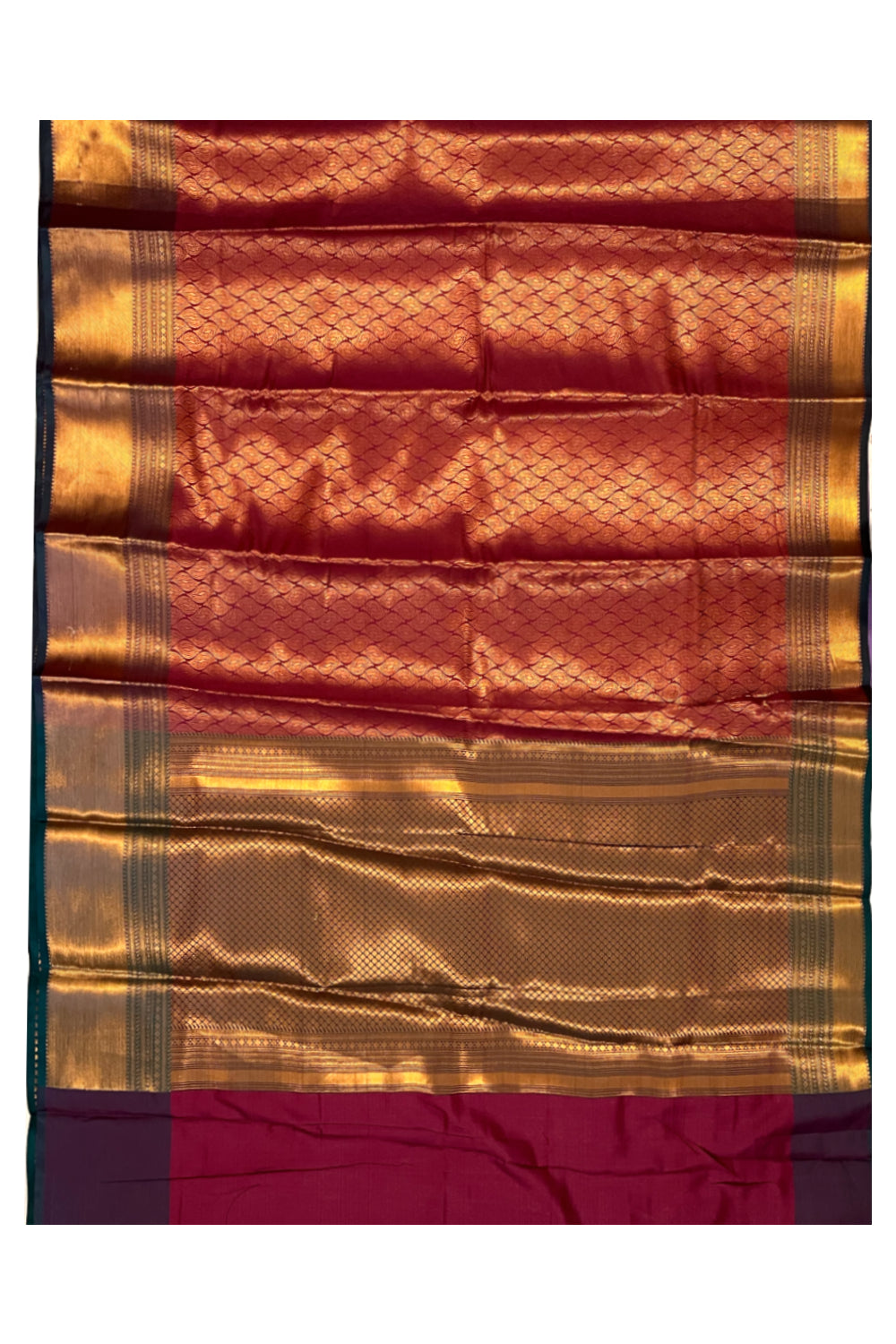 Southloom Premium Semi Silk Zari Work Brocade Saree in Bridal Red with Matching Pallu (Kanchipuram Pattu Saree)